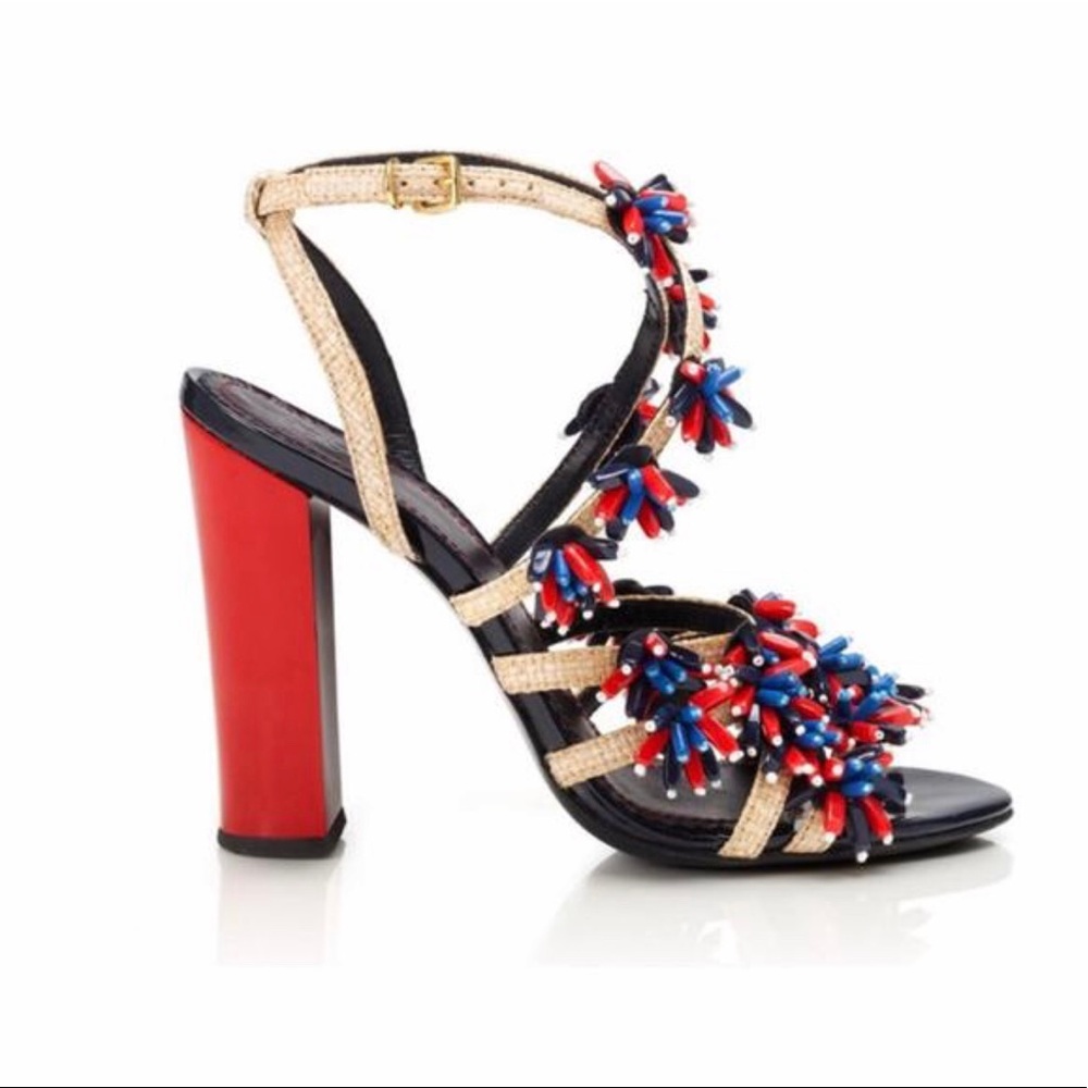 NIB TORY BURCH AMBROSIA BEADED FLOWER SANDALS